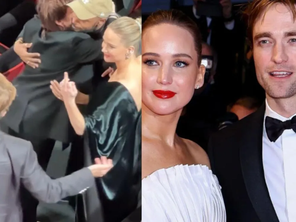 Jennifer Lawrence mostra dedo do meio para Robert Pattinson em Cannes O clima de amizade e descontração dos artistas tem sido comentado nas redes sociais