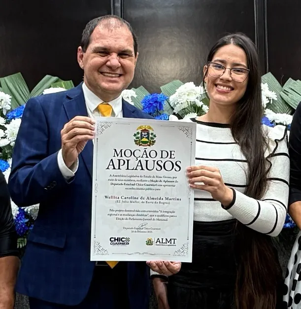 Chico Guarnieri homenageia estudante de Barra do Bugres que está no PJM