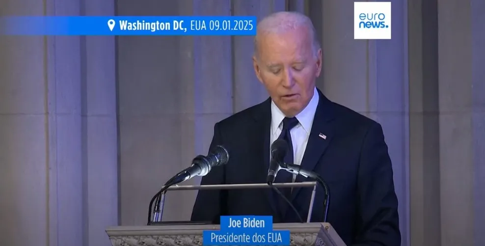 Biden faz emotivo elogio fúnebre no último adeus a Jimmy Carter