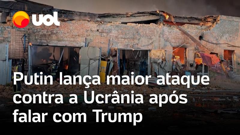 Rússia ataca a Ucrânia com o maior bombardeio da guerra após ligação de Putin com Trump; vídeo