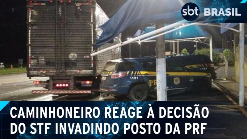 Caminhoneiro indignado com julgamento de Bolsonaro bate em viaturas no DF| SBT Brasil (26/03/25)